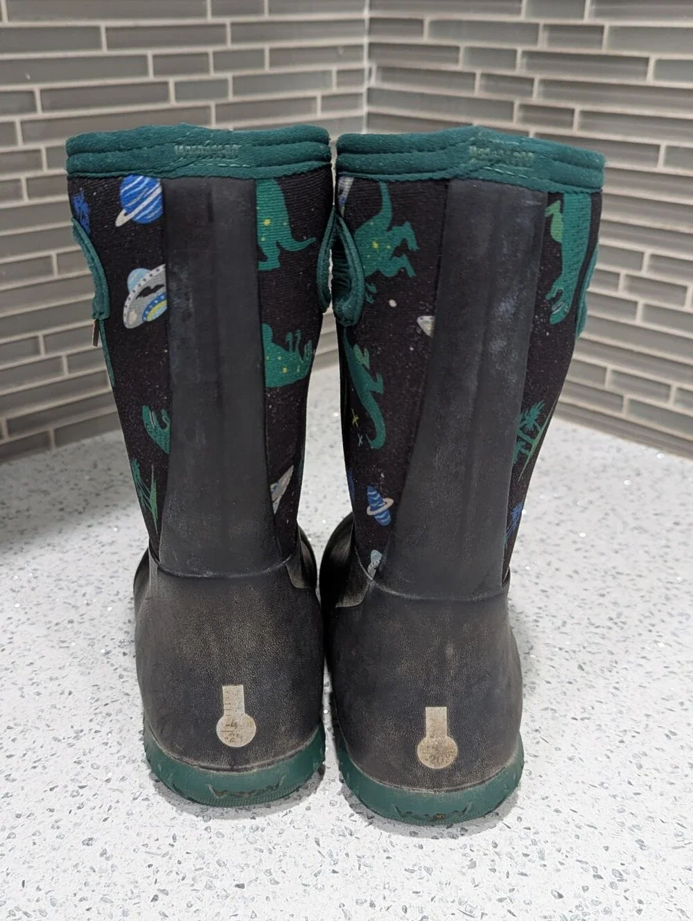 Bogs Kids York Black Green Dino Rainboots Waterproof Rain Boot Boys Size 13
